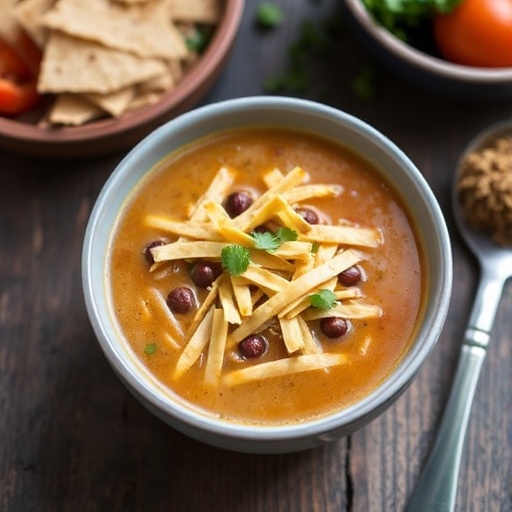 Chicken Tortilla Soup with Crispy Strips