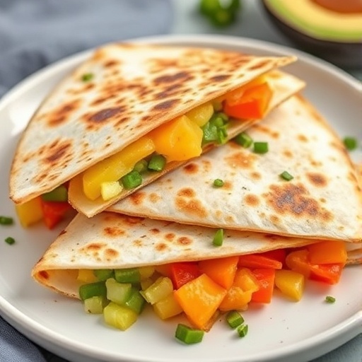 Veggie quesadillas with melted cheese