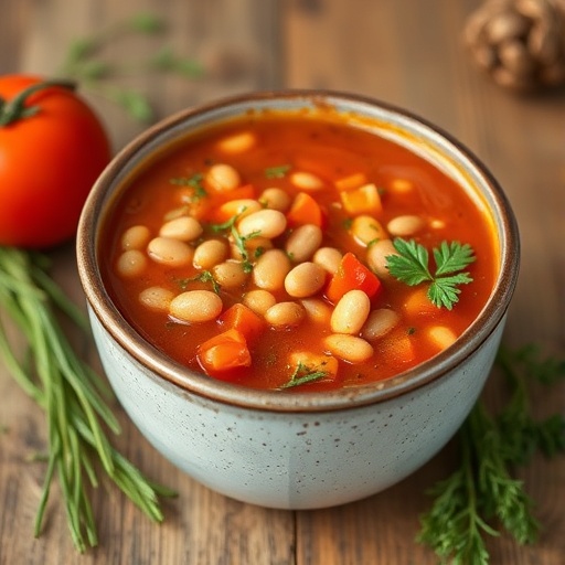 Tomato bean soup with herbs
